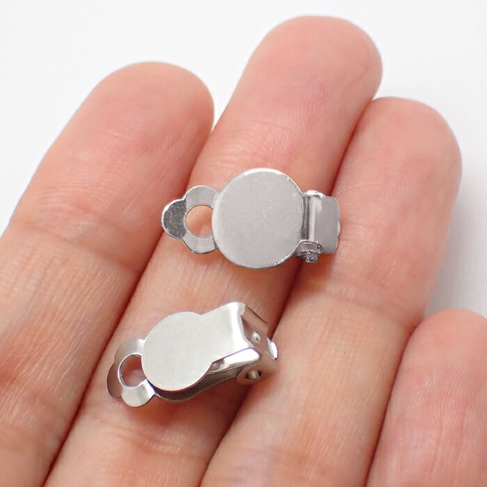 アレルギー対応 ステンレス製 蝶バネイヤリング シルバー【 8mm / 10mm