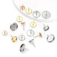 アレルギー対応  サージカルポスト ゴールド  ミール皿 付 (丸) ピアス　6mm/8mm/10mm 10個 ステンレスパーツ 　アクセサリーパーツ　アクセサリバーツ|ピアス|ハンドメイド パーツ 