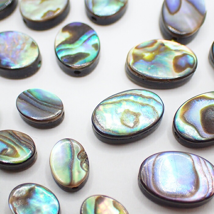 アバロン シェルビーズ【 オーバル S 8*6mm 縦穴 】1個売り シェル 貝