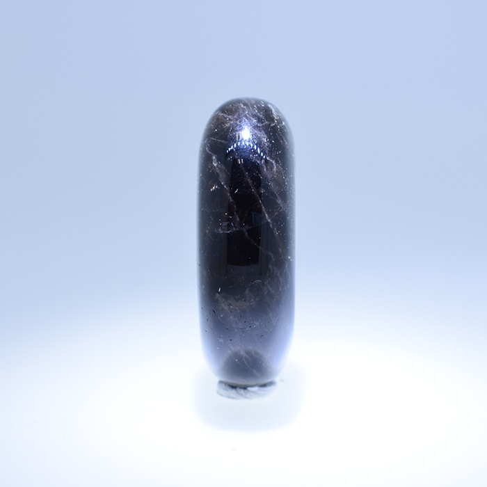 54.山梨 黒平 黒水晶 勾玉 約36mm 山梨県産 黒平水晶 日本銘石