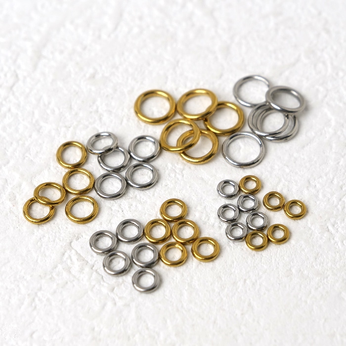 【金具なし、丸カンまで】 ステンレス 丸カン 切れ目なし【10個】 外径4mm/5mm/6mm/8mm 接続