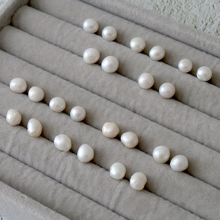 66. 淡水 パール バロックパール ピアス ステンレス シルバー 7mm-9mm