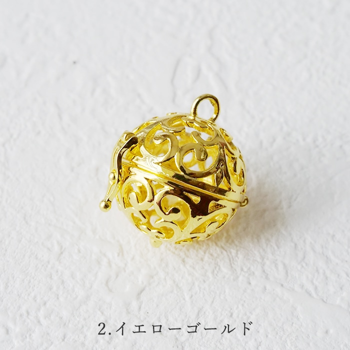 カゴパーツ【26.留め金付唐草ボール 21mm】 1個 透かしパーツ アロマ