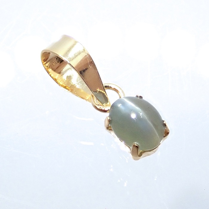 アレキサンドライト キャッツアイ 3x4mm K18 ペンダントトップ インド