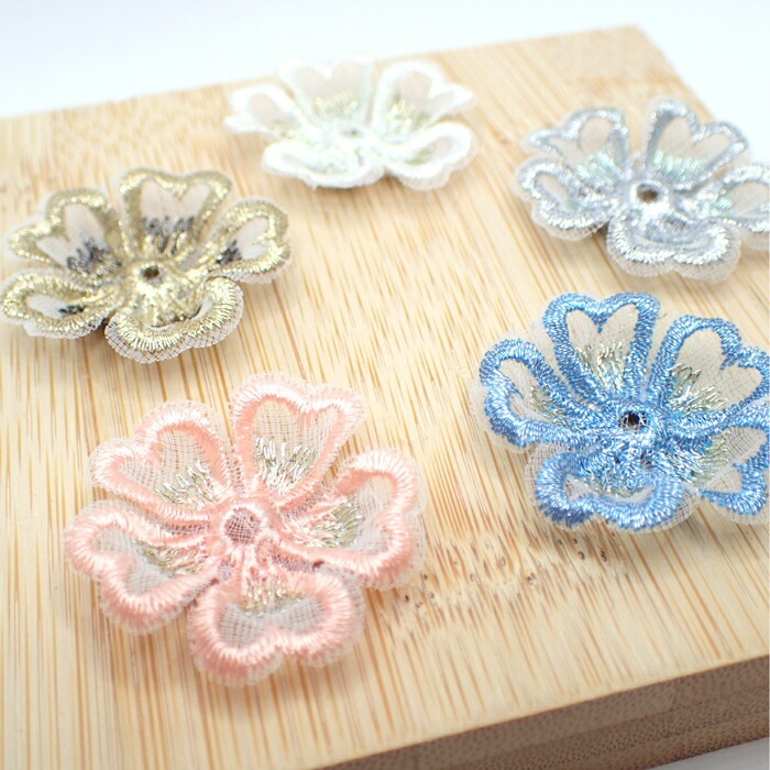 レースパーツ【22.オシロイバナ】 10個 レース生地 刺繍 オーガンジー