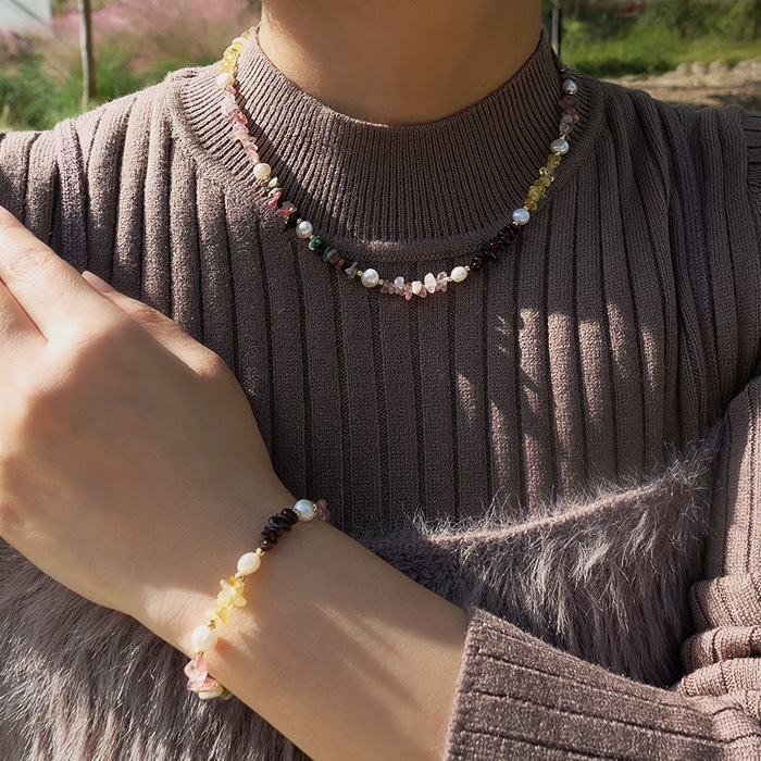 Gemelise ジェメリース 淡水パール×天然石（ガーネット/シトリン