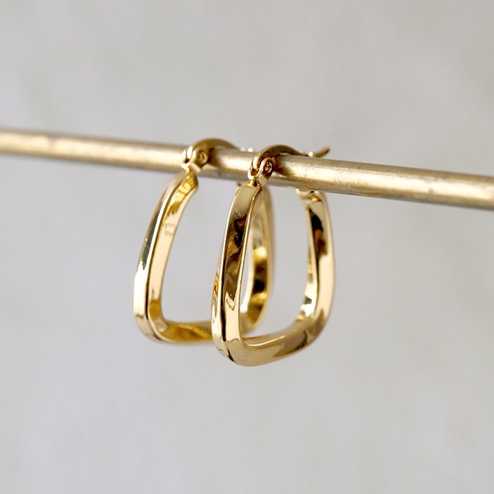 金属アレルギー対応 【230. 台形 25mm フープピアス 1ペア