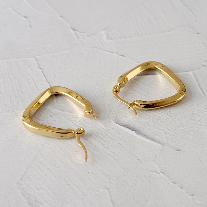 金属アレルギー対応 【230. 台形 25mm フープピアス 1ペア