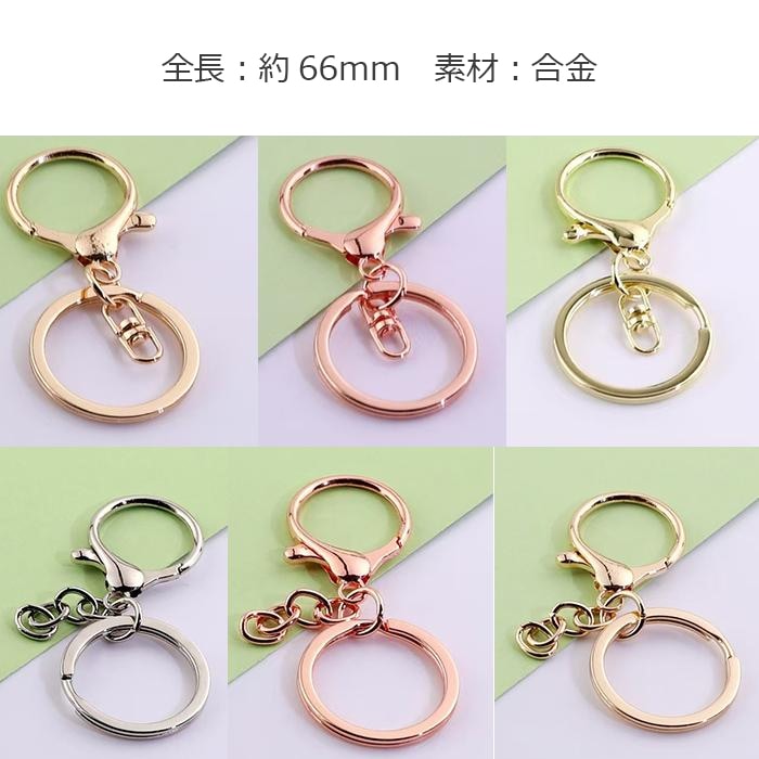 キーホルダーパーツ Dカン付き クサリ付き カニカン 【10個売り】 大円