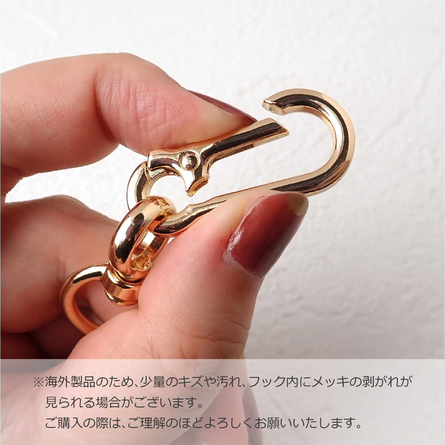 全3色】カラビナキーホルダー 約60mm 合金製 バッグチャーム 回転カン