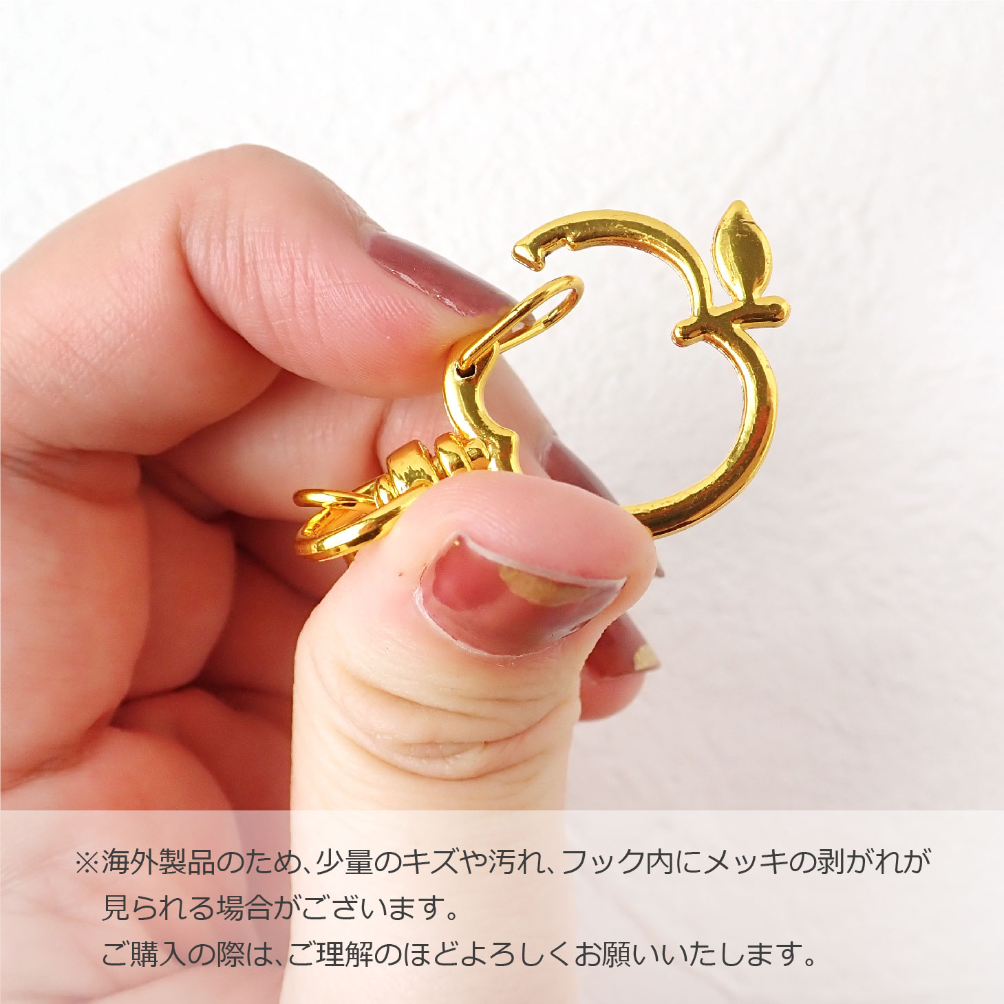 全6色】りんご型カラビナキーホルダー 約62mm 合金製 バッグチャーム