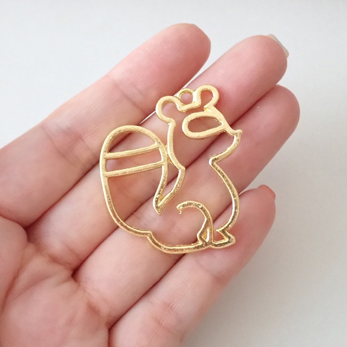 メタルフレーム【202. たぬき】【1個】レジンフレーム ゴールド 狸