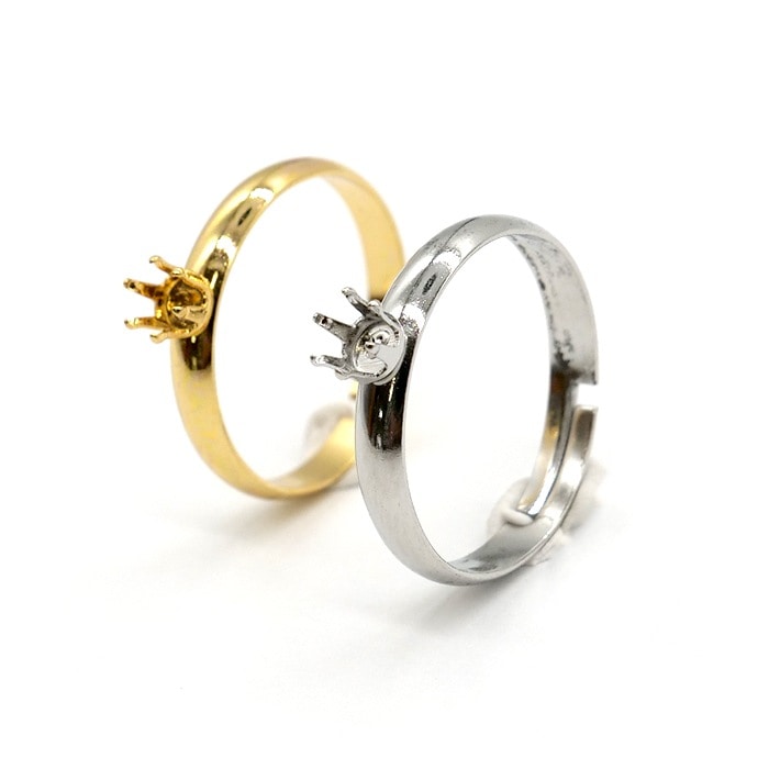 サージカルステンレス（316）リング台 6本爪 指輪 パーツ 石枠 空枠 丸