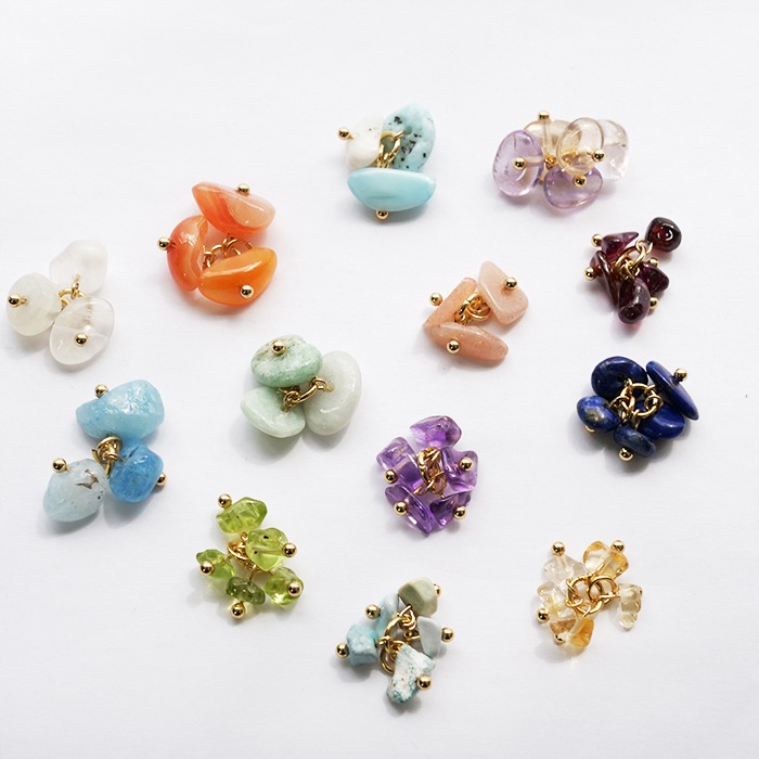 天然石チャーム フリンジ さざれ 国産 日本製 ハンドメイド ステンレス