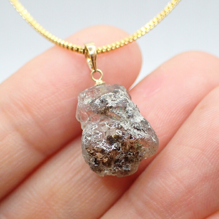 33. ロシア産 フェナカイト 原石 K18 ペンダントトップ】 1個 ゴールド