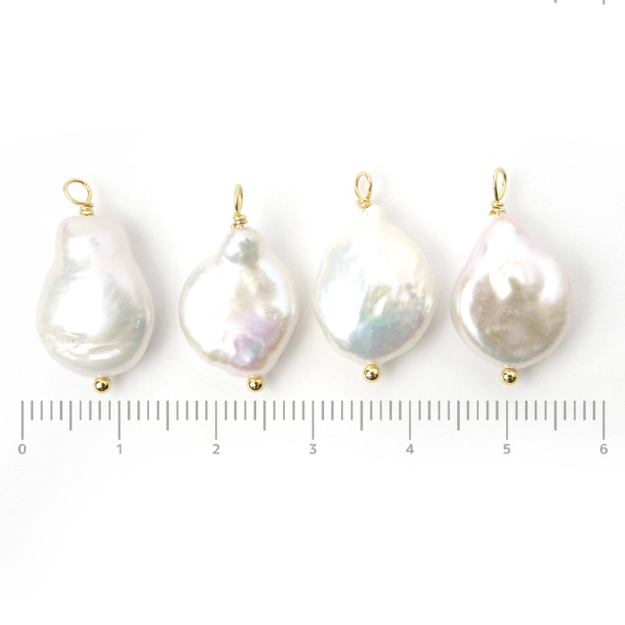 天然 淡水パール】 K14GF ワイヤーチャーム 1個売り12*17mm ホワイト