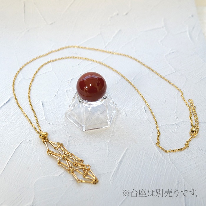 守りの珠 カーネリアン 網かごネックレス 金属アレルギー対応 