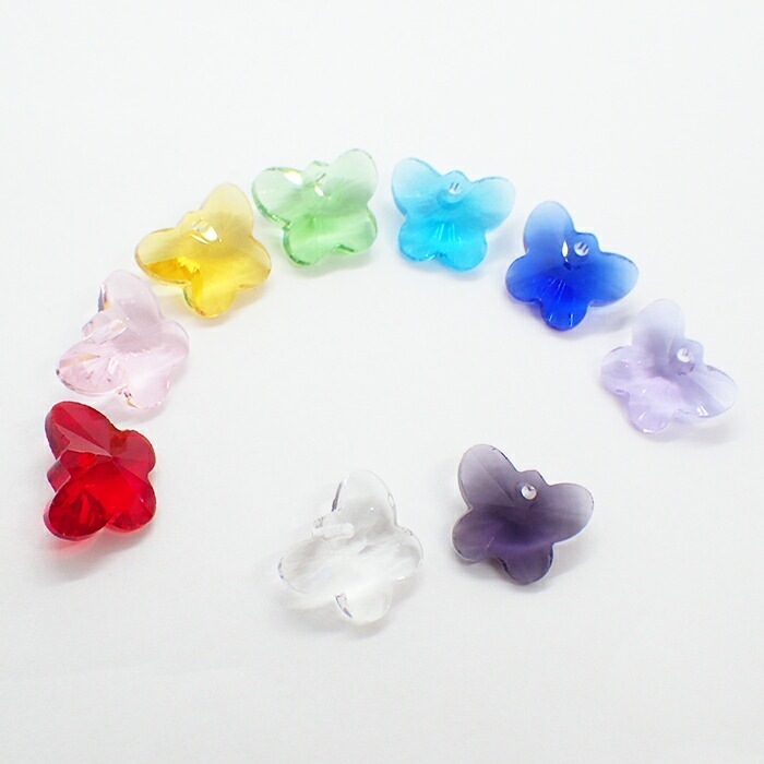 ガラスビーズ 【47.ちょうちょ 上部通し穴】10個売り 蝶 バタフライ 