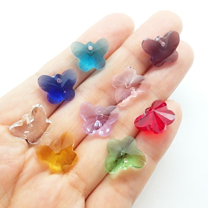 ガラスビーズ 【47.ちょうちょ 上部通し穴】10個売り 蝶 バタフライ 