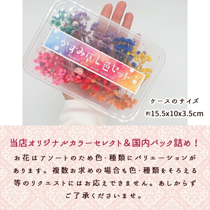 デコパーツ【94. ドライフラワー かすみ草 7色セット】 カスミソウ