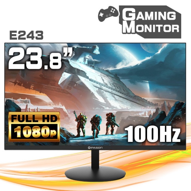 PASOUL ゲーミングモニター IPASON E243 23.8インチワイド ブラック LED液晶 FullHD 1920×1080 16:9 100Hz IPSパネル LEDバックライト付 非光沢