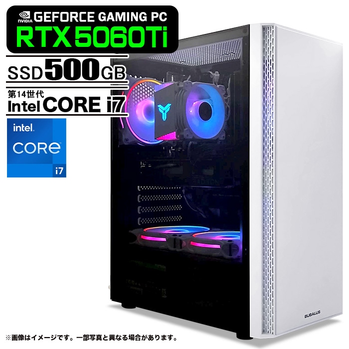 ゲーミングPC デスクトップパソコン U3 GeForce RTX5060Ti 第14世代 Intel Corei7 14700F Windows11 NVMe M.2 SSD500GB メモリ16GB ゲーミングパソコン eスポーツ PASOUL 煌