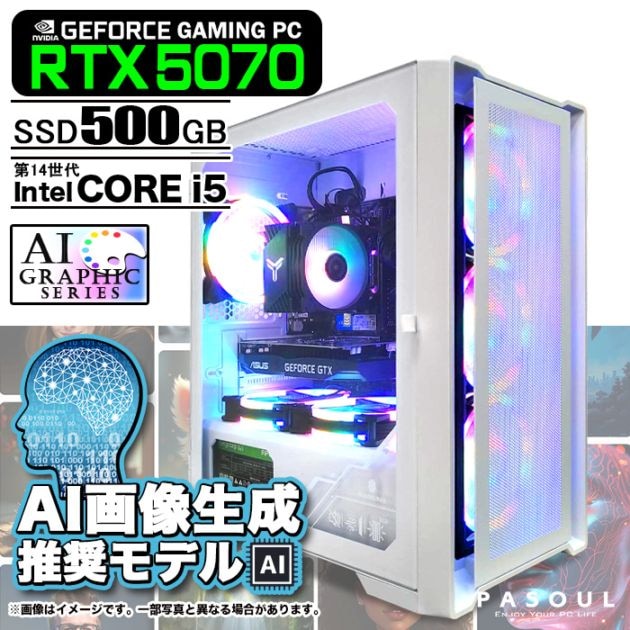 ゲーミングPC デスクトップパソコン ブラック AMD Radeon RX7600 AMD