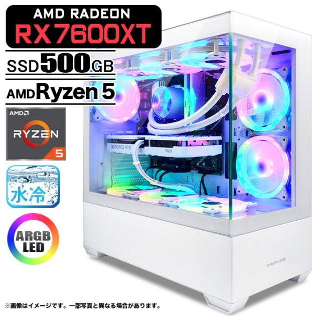ゲーミングPC デスクトップパソコン GP-V3 ホワイト ピラーレス AMD