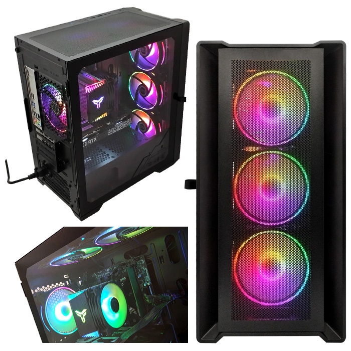 ゲーミングPC デスクトップパソコン ブラック メッシュ GeForce RTX5060Ti VRAM16GB AMD Ryzen7 5700X Windows11 NVMe M.2 SSD500GB メモリ16GB ゲーミングパソコン eスポーツ PASOUL 煌