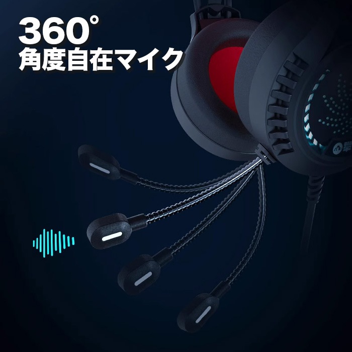 ゲーミングヘッドセット IPASON MP-01 有線 ヘッドフォン 360°角度自在