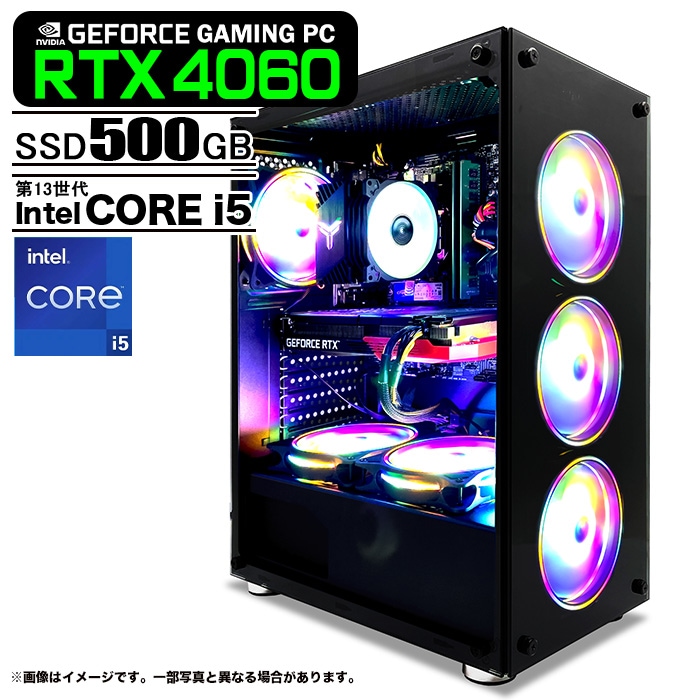 ゲーミングPC デスクトップパソコン ブラック GeForce RTX4060 第13 