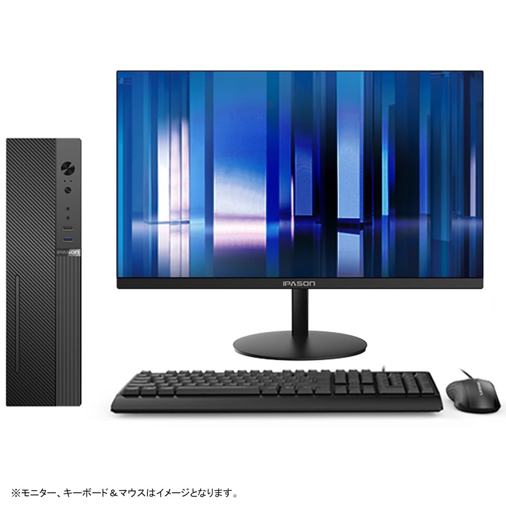 【セール商品】2025サマーセット PASOUL S2 ブラック デスクトップパソコン スタンダード スリムタワー IPASON24インチモニター / キーボード＆マウス / WEBROOTアンチウイルス 第12世代 Intel Corei3 12100 Windows11 NVMe M.2 SSD256GB メモリ8GB ゲーミングパソコン 省スペース型 eスポーツ スタンダードシリーズ G-SLIM