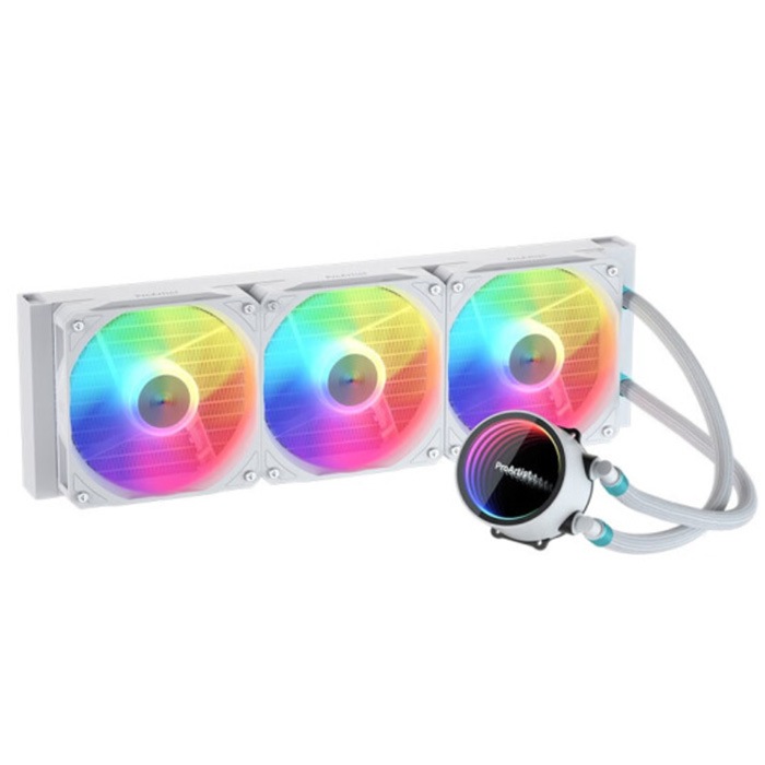 【EA5白】CPUクーラー CPU冷却ファン 白 簡易水冷 360mm LEDライト RGB 光る 静音 水冷ファン ARGBファン 一体型 液体冷却ラジエーター 水冷クーラーシステム Intel+AMD両対応 カラー発光ファン ゲーミングパソコン用 ECONOMIC AIO 5 WHITE Pro Artist