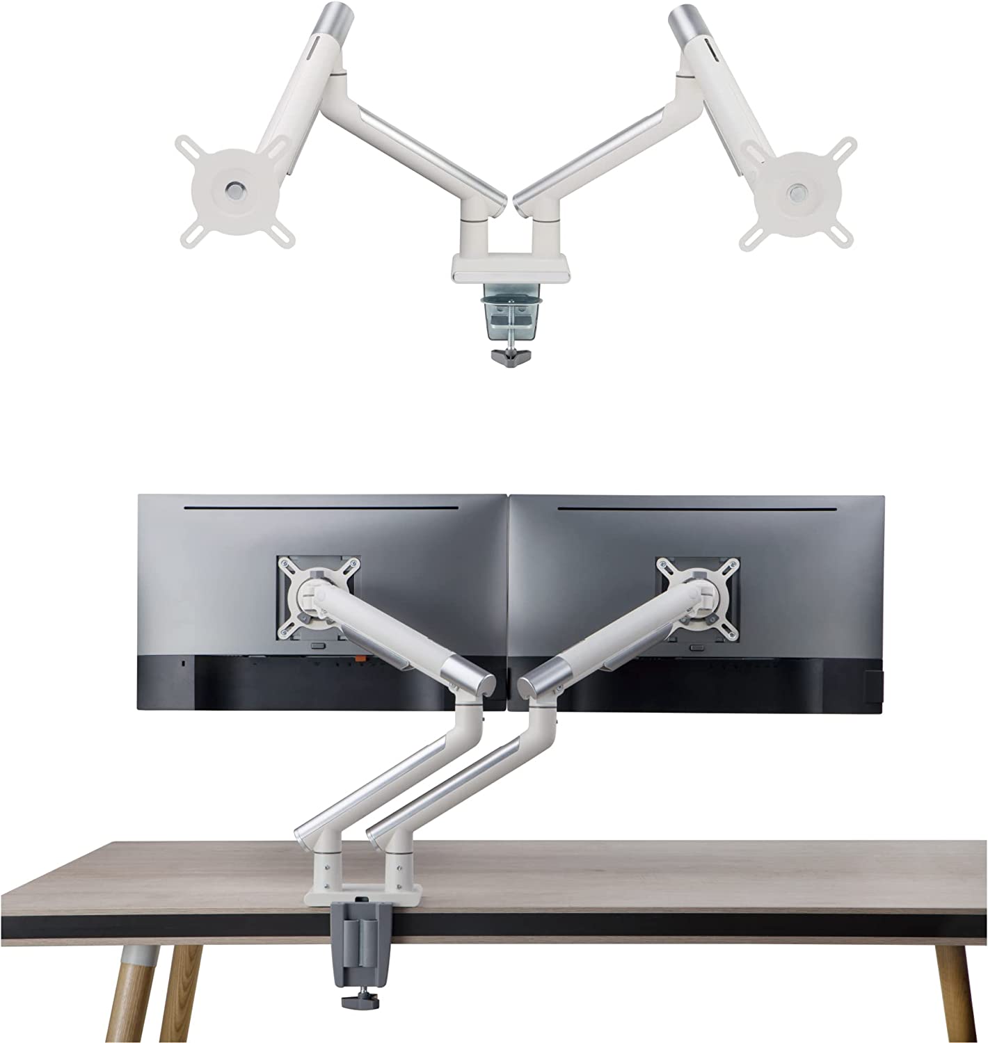 モニターアーム 2画面 デュアル グロスグレー プレミアム アルミニウム