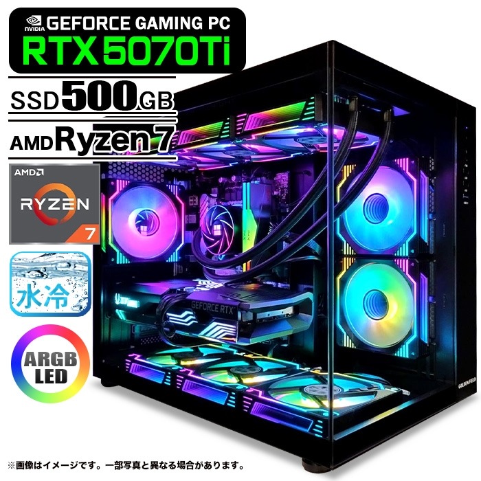 ゲーミングPC デスクトップパソコン 海景房 GMQ360 ブラック GeForce RTX5070Ti AMD Ryzen7 7800X3D Windows11 NVMe M.2 SSD500GB メモリ32GB CPU水冷ファン ゲーミングパソコン eスポーツ PASOUL 極
