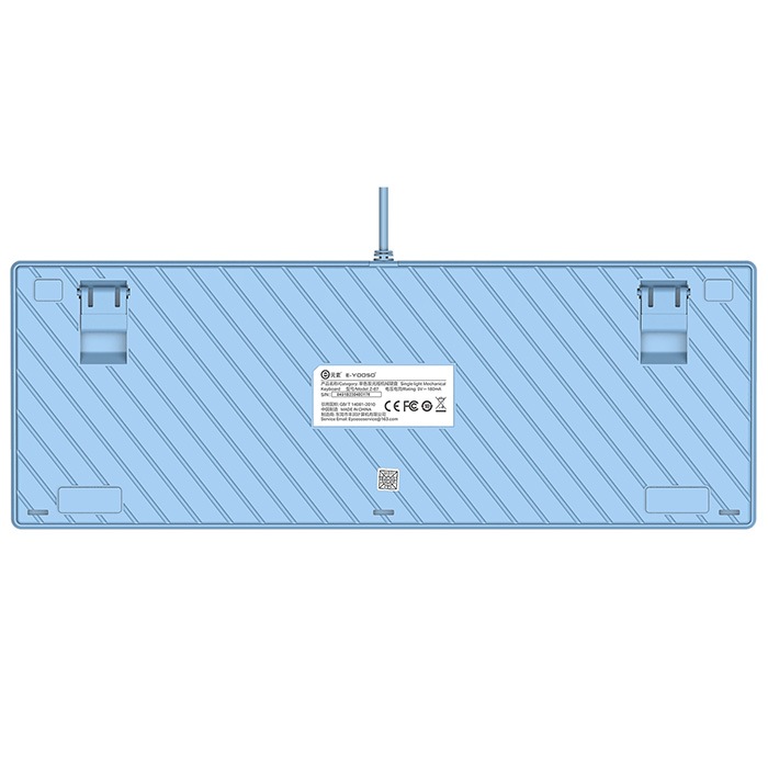 E-YOOSO ゲーミングキーボード Z-87 ライトブルー 青軸 US配列 メカニカルキーボード 有線キーボード LEDライト 光る バックライト付き PC/Windows/Mac OS対応 ゲーミング用