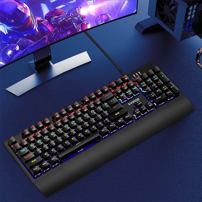 E-YOOSO ゲーミングキーボード K-662 ブラック 赤軸 テンキーモデル US