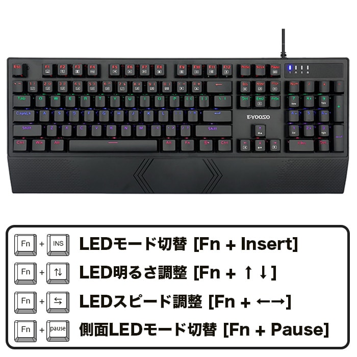 E-YOOSO ゲーミングキーボード K-662 ブラック 茶軸 テンキーモデル US