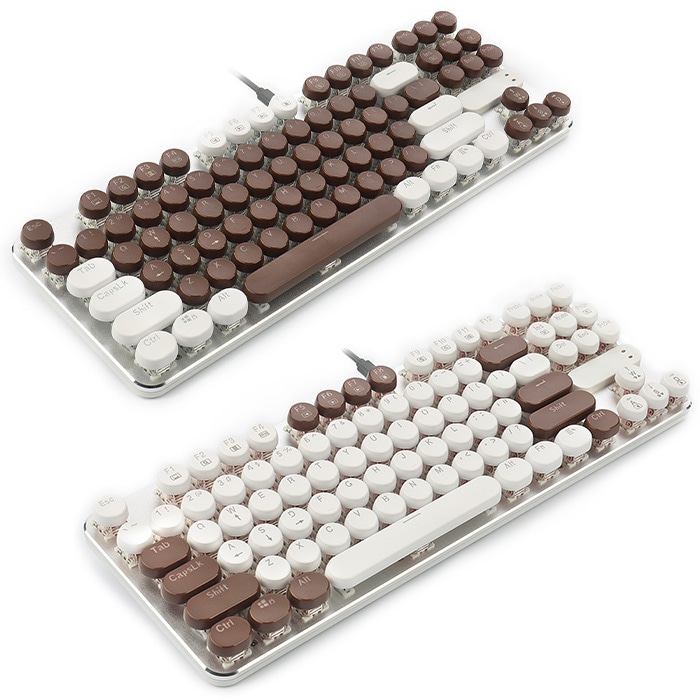 E-YOOSO ゲーミングキーボード Z-66/8308 ホワイト/ブラウン 茶軸 US