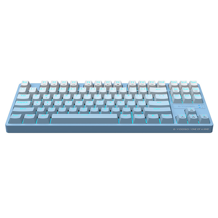 E-YOOSO ゲーミングキーボード Z-87 ライトブルー 赤軸 US配列