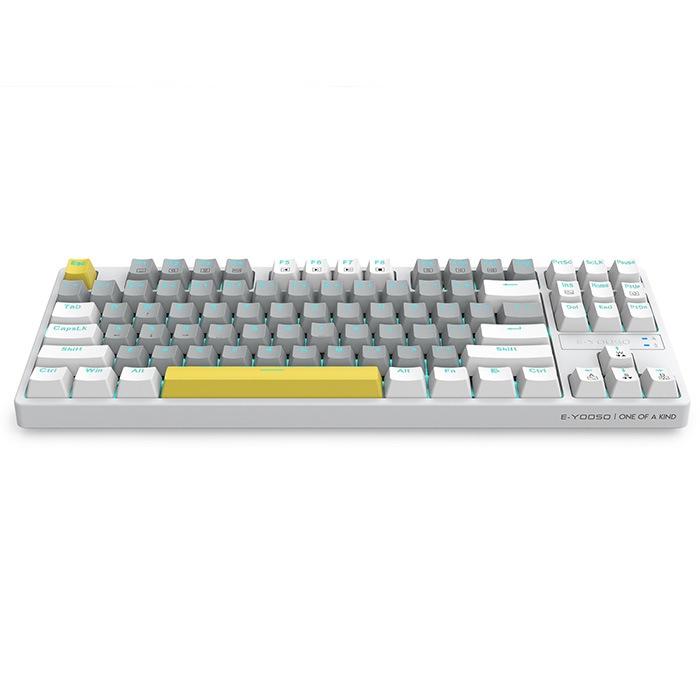 E-YOOSO ゲーミングキーボード Z-87 ホワイト/グレー 青軸 US