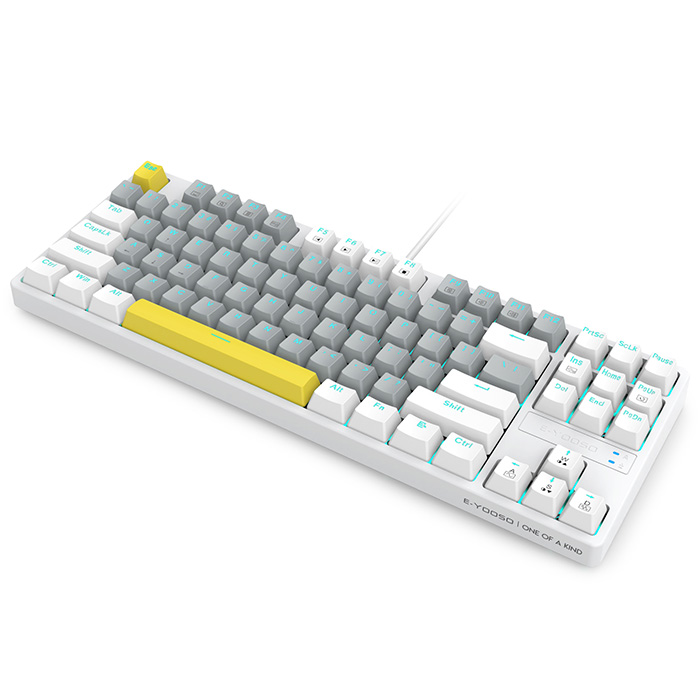 E-YOOSO ゲーミングキーボード Z-87 ホワイト/グレー 青軸 US