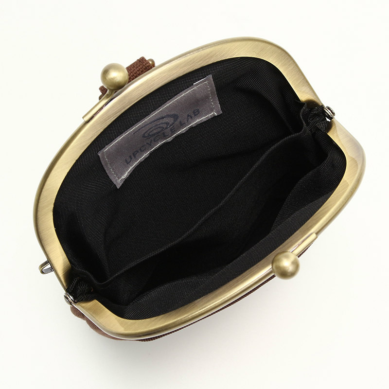 がま口2WAYポーチ（オレンジ×ブラウン）