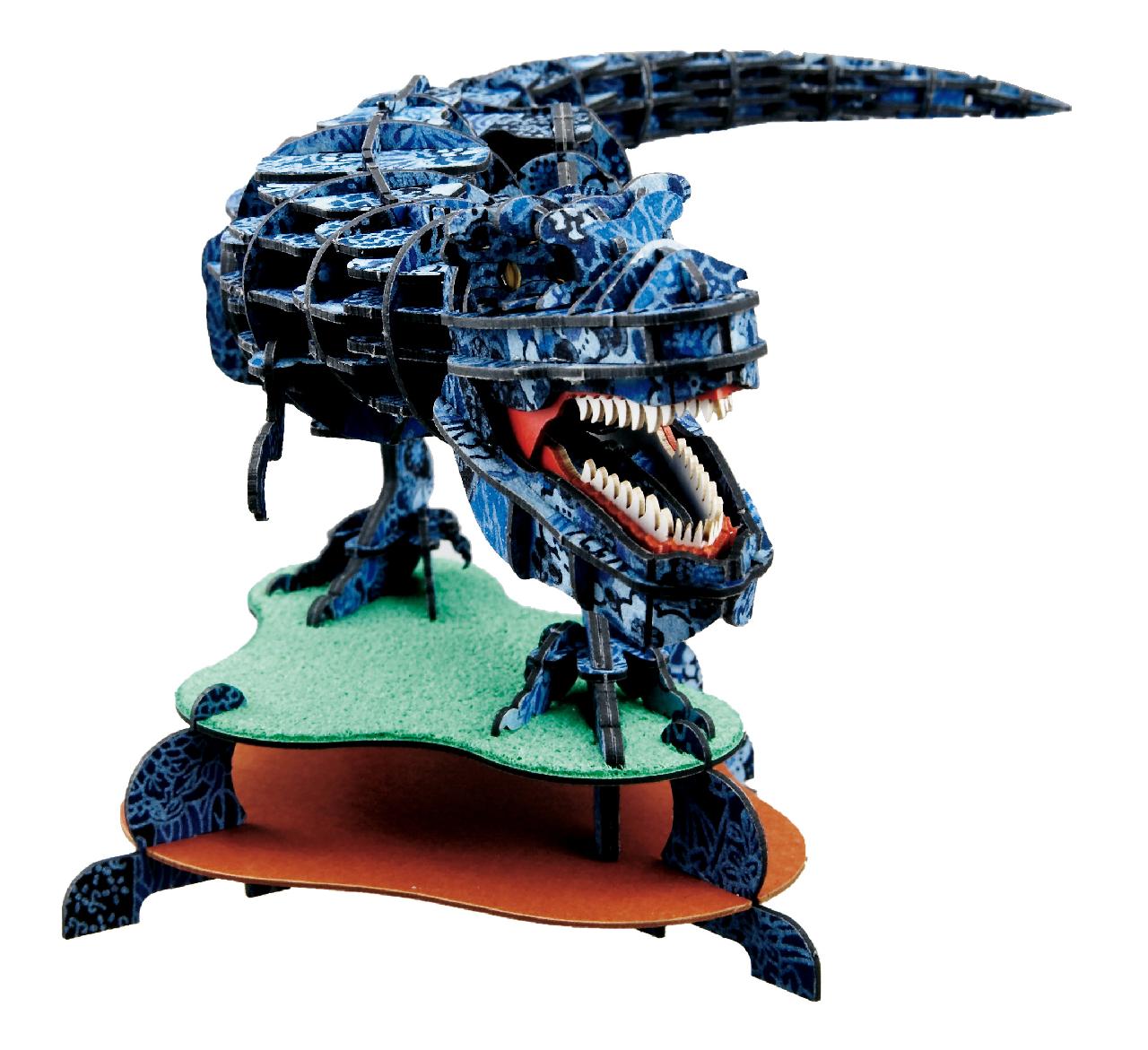 DX＜越前和紙＞ティラノサウルス(MOVE)(藍) 3D立体ペーパーパズル