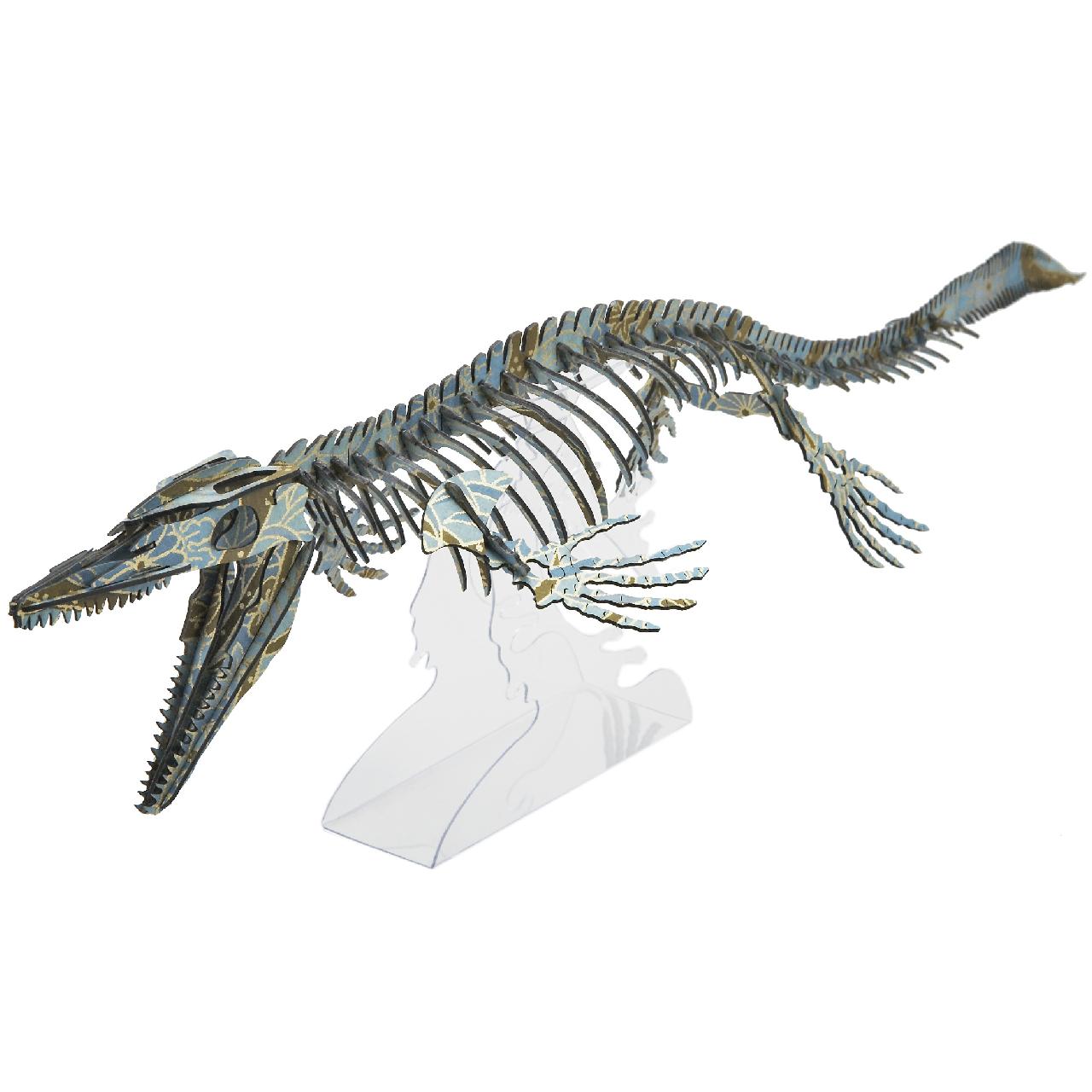 <越前和紙>モササウルス(台座付)<緑> 3D立体ペーパーパズル