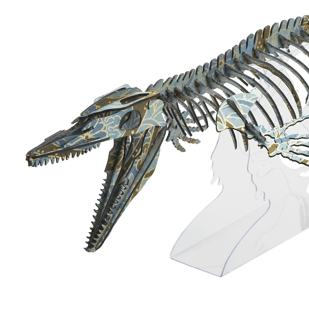 <越前和紙>モササウルス(台座付)<緑> 3D立体ペーパーパズル