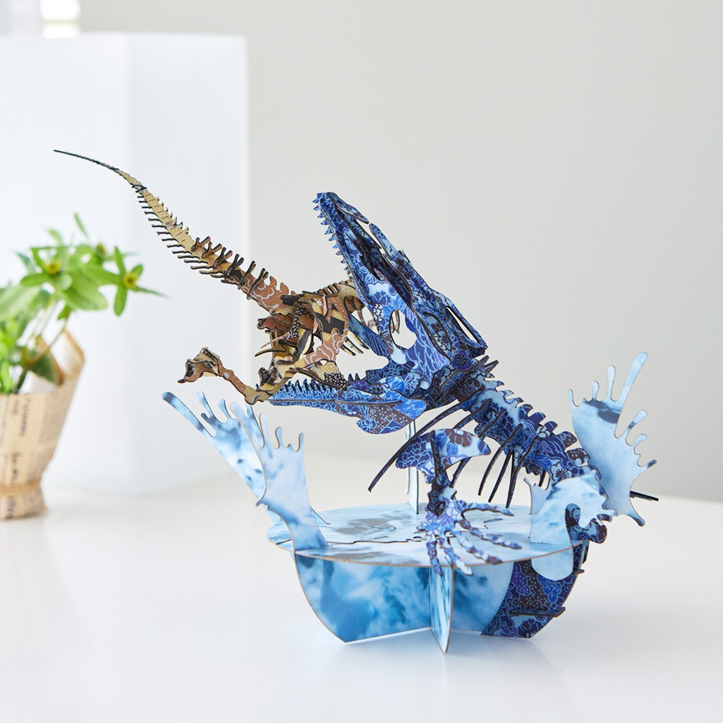 ＜越前和紙＞モササウルスVSティラノサウルス 3D立体ペーパーパズル