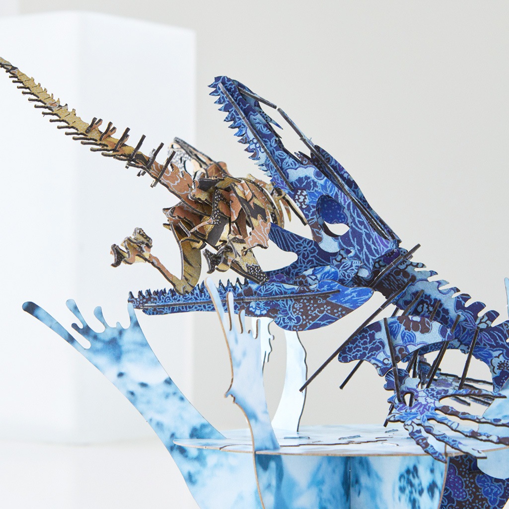 ＜越前和紙＞モササウルスVSティラノサウルス 3D立体ペーパーパズル