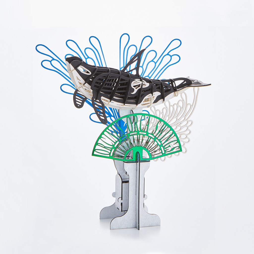 【超美品】リバップSTL26.5cm ホワイトパープル SWワイヤーフレームシャチスイング 3D立体ペーパーパズル