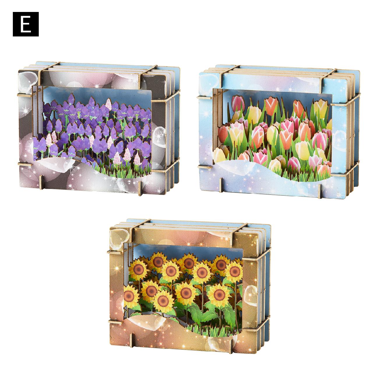 ミニチュア切絵マグネット付きEセット フラワー